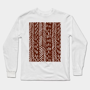 Abstract herringbone pattern - white and burgundy Long Sleeve T-Shirt